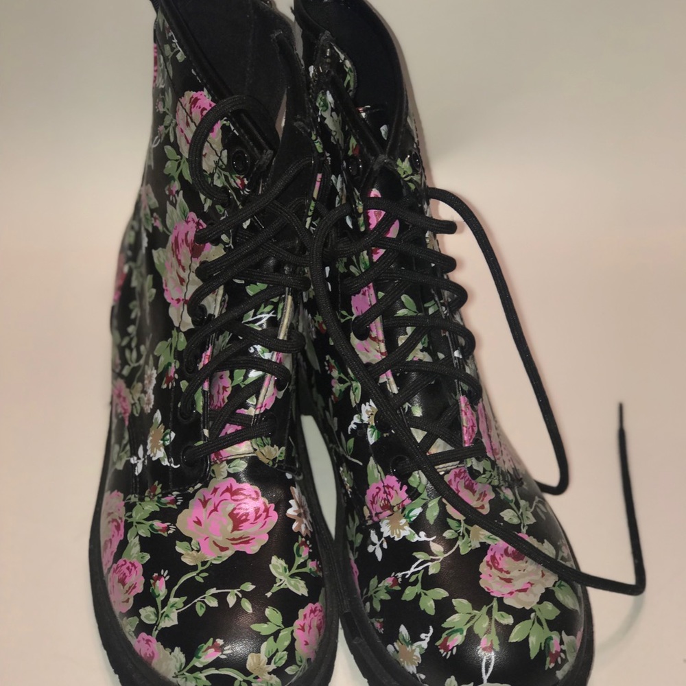 Floral Combat Boots